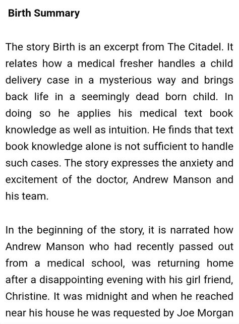 Birth class 11 summary.  Conclusion of Birth Birth Class 11 Summary shows us how medical practit...