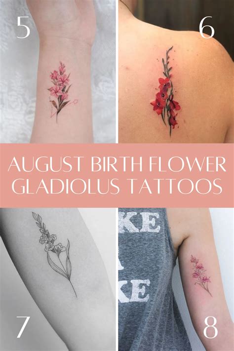 With August comes the birth month flowers Gladiolus and Poppies. Although poppy flowers come in a few different colors, perhaps the most recognizable hue is a deep blood red. Like these poppy flower tattoos here, the effect can be incredibly intense and powerful, indicative of the dark and lusty meanings behind them..