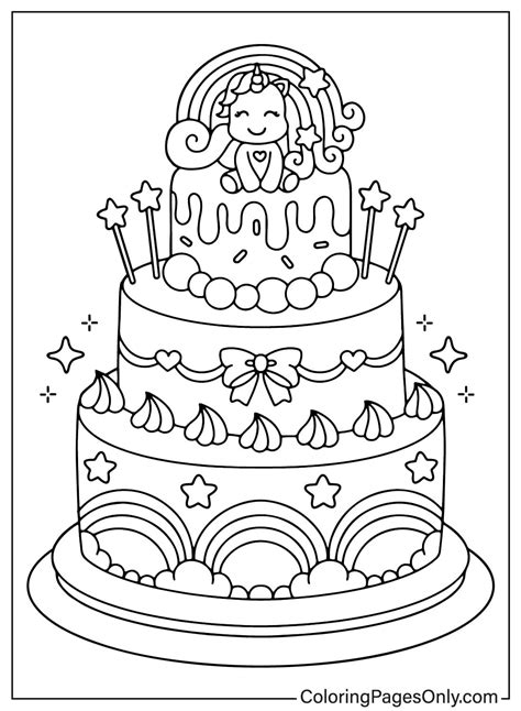Birthday Cake Coloring Shee