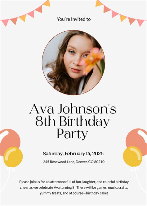 Birthday Card Template Invitation