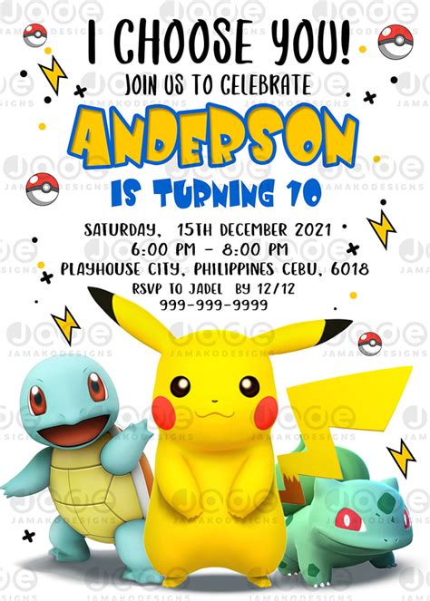 Birthday Invitation Template Pokemon