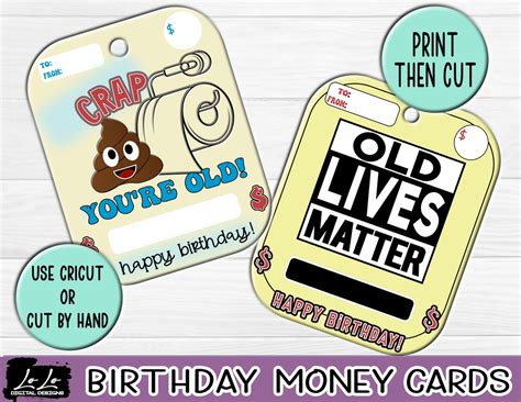 Birthday Money Holder Printable Money Card Lip Balm Pouch