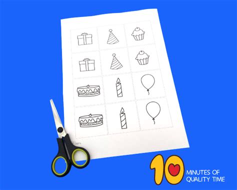 Birthday Party Memory Game 10 Minutes of Quality Time