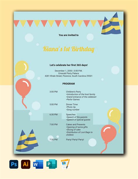 Birthday Party Program Template Letter Example Template