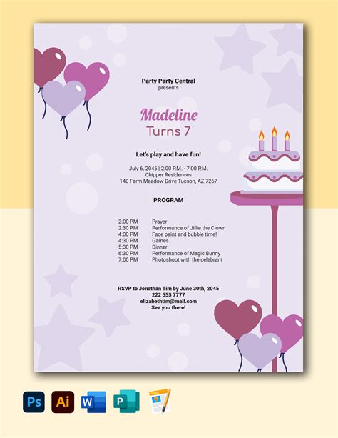 Birthday Party Programme Template 18 Birthday Program Template Free