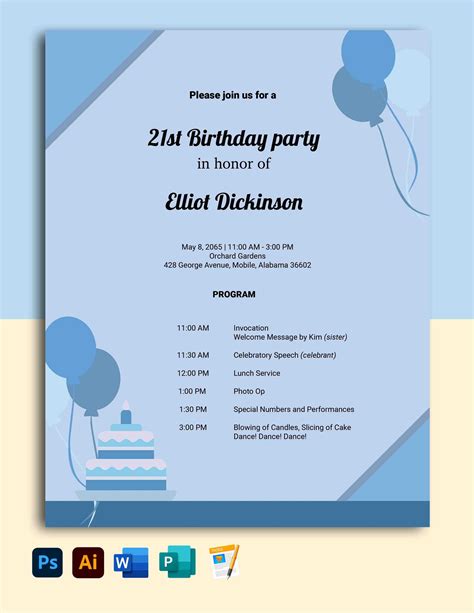 Birthday Party Programme Template FREE 20+ Event Program Samples