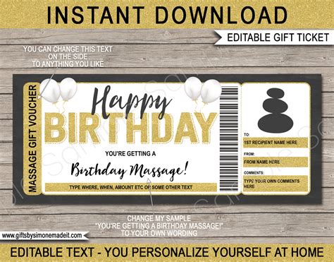 Birthday Spa Gift Voucher Template Editable & Printable Gift Certificate