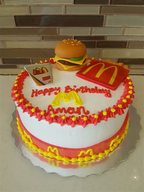 Birthday cake from mcdonalds. A birthday cake can be purchased at McDonalds using the secret menu for $9. Also, its a McDonalds Birthday Cake. Its kept in the freezer and has a picture of Ronald McDonald on it. Ronald does not look great in this picture, but its perfect if you need a cake for under $20! Lastly, not every store will have the birthday cake in stock so its hit ... 