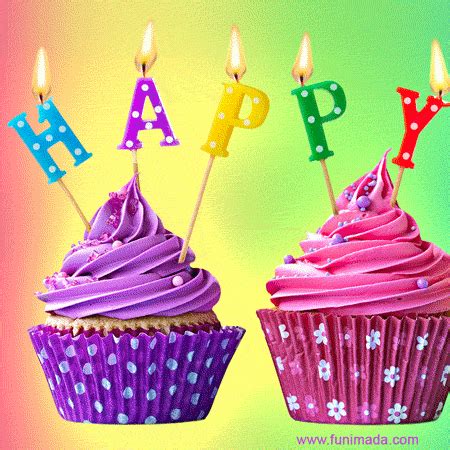 Download this free GIF of Birthday Cupcake Colorful Ha