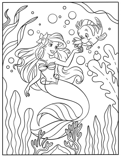 BirthdayPrincessArielColoringPagesDisneyColoringPages Mermaid