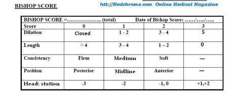 Bishop's Score Chart