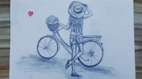 Bisiklet süren kız çizimi