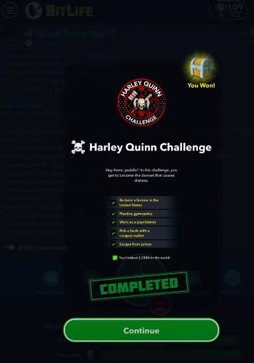 BitLife How to Complete the Harley Quinn Challenge