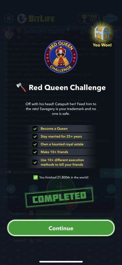 BitLife How to Complete the Red Queen Challenge