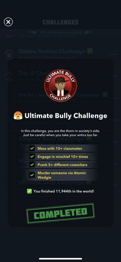 BitLife How to Complete the Ultimate Bully Challenge