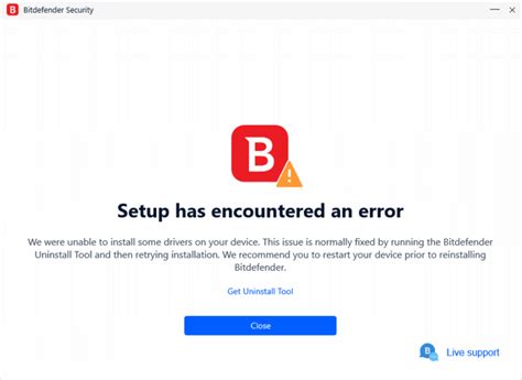 Bitdefender error reboot before installing.  Run the tool corresponding to your Bitdefe...