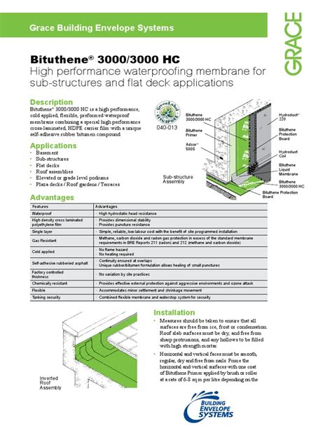 Bituthene 3000-3000 HC PDF Asphalt Roof - Scribd