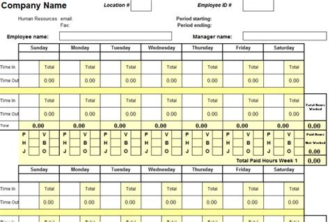 Biweekly Time Sheet Template My Excel Templates