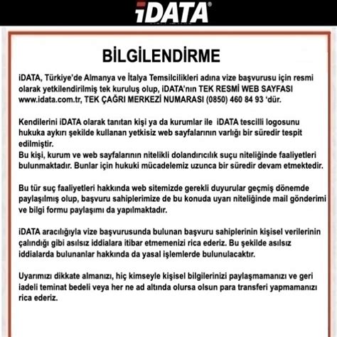 Bize Yazın iDATA. 