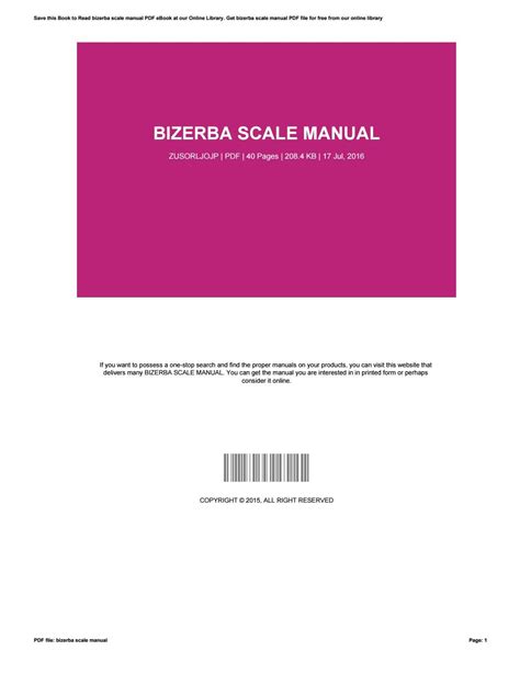 Bizerba scale for mall user manual. - Ingersoll rand t30 compressor parts manual.
