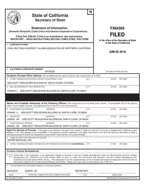 Bizfileonline sos ca gov statement of information.  The fee for filing a...