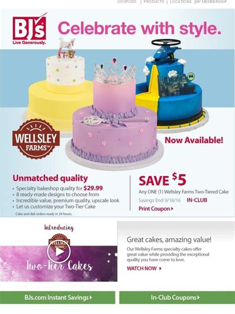 Bjs cake catalog 2023. A variety of Bakery Designs cakes and cupcakes online at Cakes.com. Personalize your cake order and pick up from BJ'S WHOLESALE CLUB at 3500 THURSTON AVE, … 