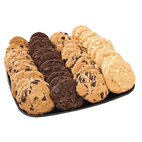 This platter includes 119 oz. of cookies and brownies. Product Features: Baked fresh in-Club. Rich and delicious with a homemade taste. Includes 119-oz. cookie and brownie platter. Product Warnings and Restrictions: Contains Egg, Milk, Soy, Wheat. May Contain Wheat, Soy, Peanut, Egg, Tree Nuts, Milk, And Sesame. Model Number. . 