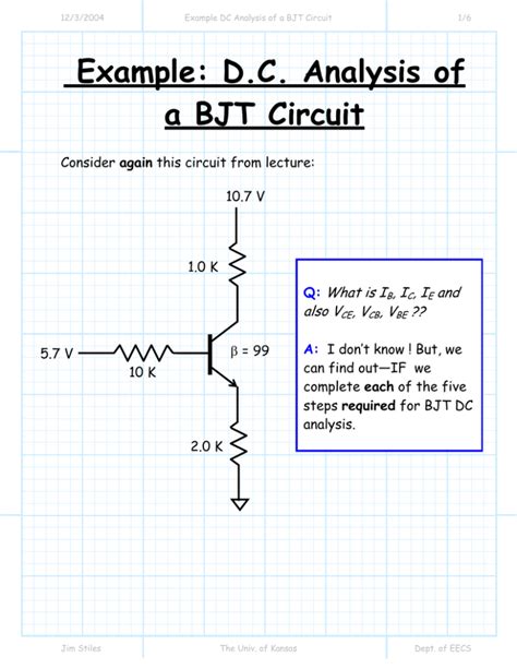 Bjt dc analysis solved problems.  Finding operating conditions, Determining the...