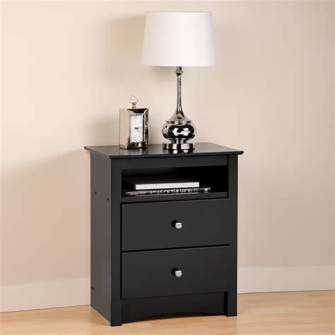 Black 2 Drawer Night Stand