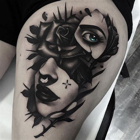 Black And Grey Tattoo Dog