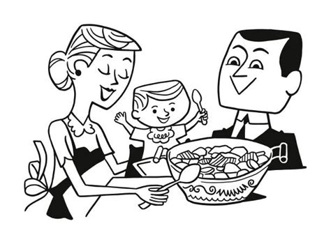 Black And White Family Dinner stock illustrations