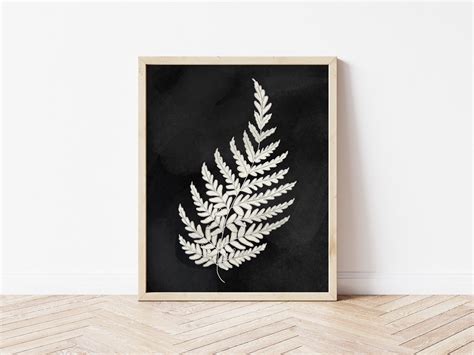 Black Background Botanical Print Etsy