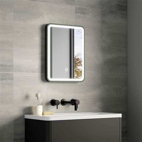 Black Bathroom Mirrors - LED Mirrors Pebble Grey