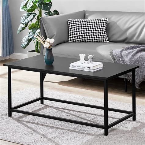 Black Coffee Table Simple Modern Coffee Table Open Design Rectangular …