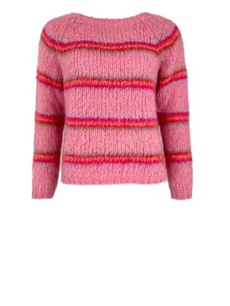 Black Colour Strik Toni Brushed Knit sweater, candy pink
