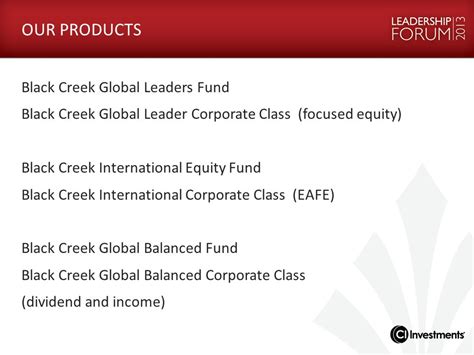 Black Creek Global Balanced Corporate Class - CI Global Asset …