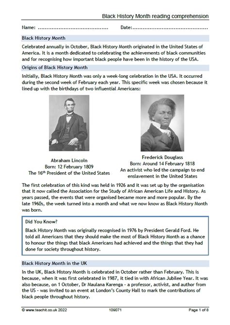 Black History Month!: English ESL worksheets pdf & doc