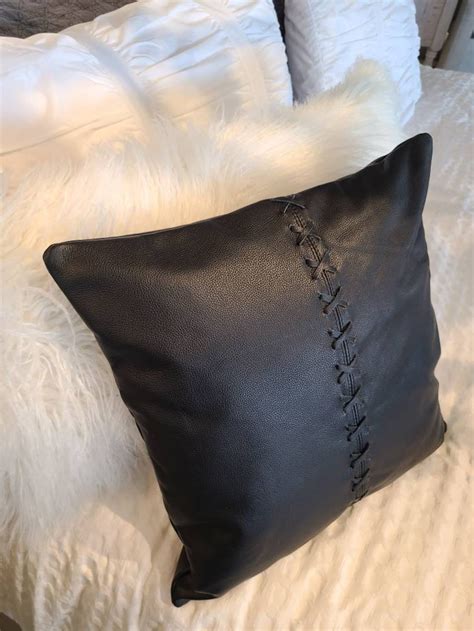 Black Leather Pillows - Etsy