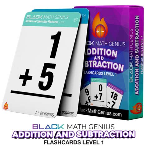 Black Math Genius Addition and Subtraction Flashcards Level 1