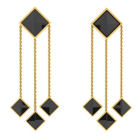 Black Onyx Pyramids Dangling 18 Karat Yellow Gold Chandelier …