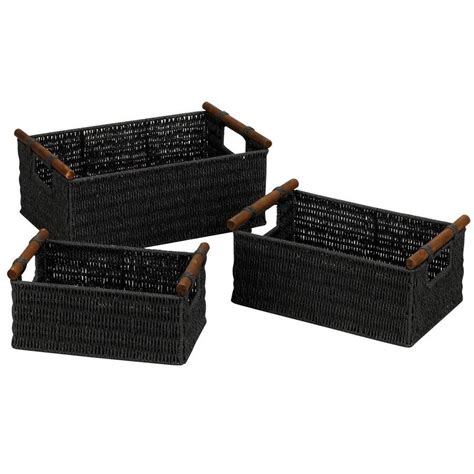 Black Small Wicker Storage Chest, Paper Rope - The Home Depot