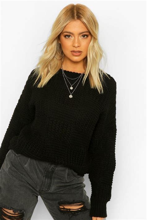 Black Sweater Blouson Sweater Knitted Sweater Oversized Sweater