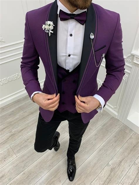 Black and Purple Mens Suit - Etsy