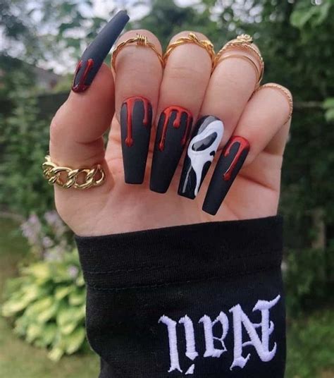 Black and Red Nails - Etsy