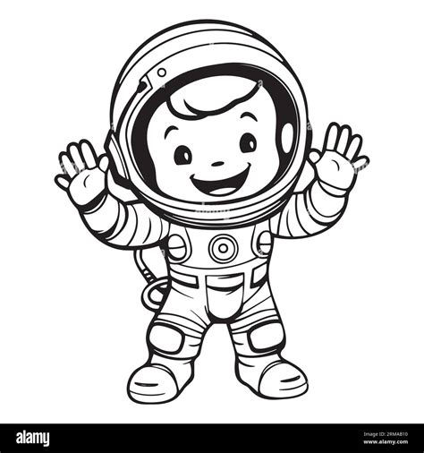 Black and White Boy Astronaut Clip Art - MyCuteGraphics