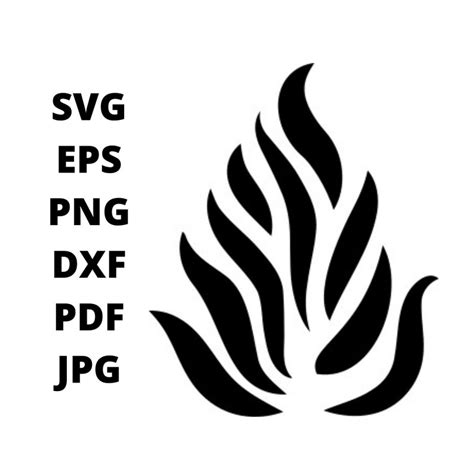 Black and White Flame SVG Clipart Fire Silhouette Digital - Etsy