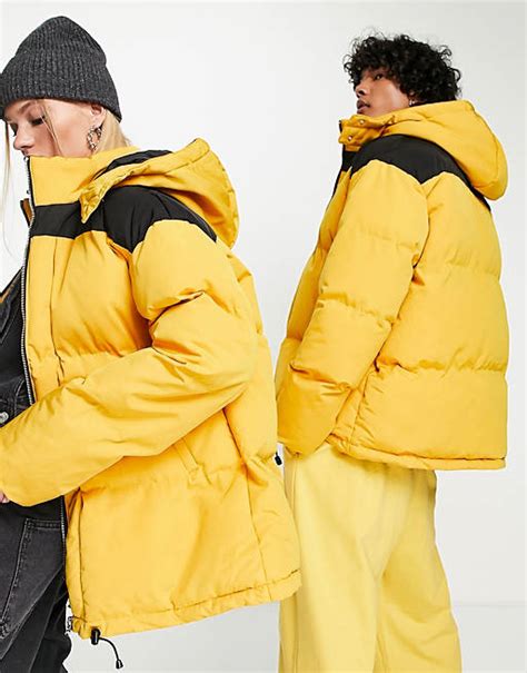 Black and Yellow Puffer Jacket for Unisex - ralphskin.com