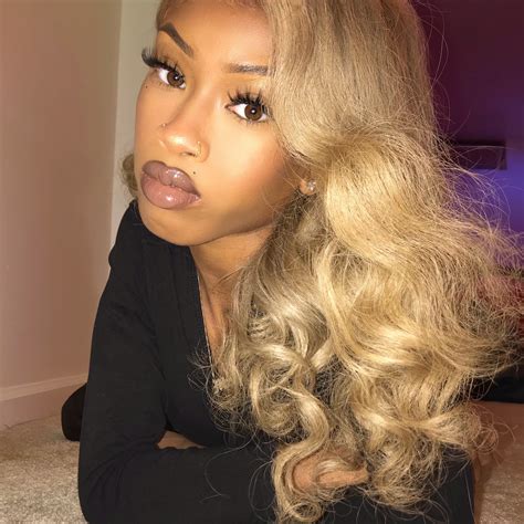 blonde human hair Lace Front Blend wig B