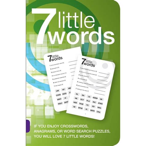Black and white 7 little words. A brand-new puzzle with a hot track record boasting 5 million downloads in electronic form. 7 Little Words will be a syndicated newspaper puzzle in 2013 adding even more exposure to the brand. Its simplicity and wide appeal enable an easy transition to print, where it is sure to be enjoyed by millions more. Fun, challenging, and easy to learn, 7 Little Words is a … 