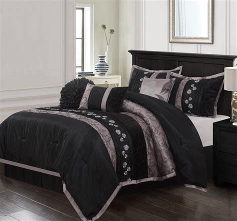 Faux Fur Black Comforter Set Queen，Down Alternative Fur